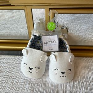Carters NEW /w Tags little baby basics girls 0-3m happy face kitty shoes